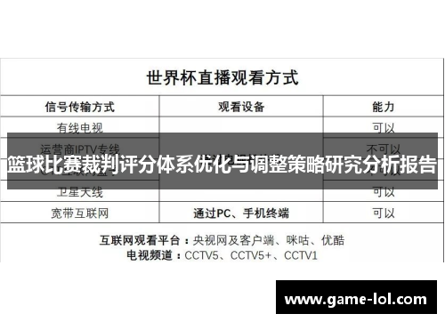 篮球比赛裁判评分体系优化与调整策略研究分析报告