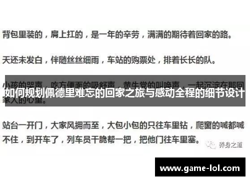 如何规划佩德里难忘的回家之旅与感动全程的细节设计