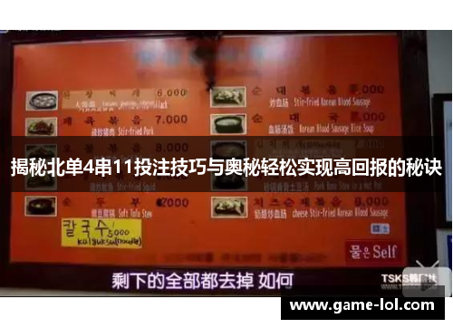 揭秘北单4串11投注技巧与奥秘轻松实现高回报的秘诀